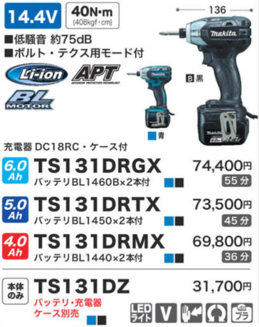 マキタ(Makita) TD138DRFX 充電式インパクトドライバ 14.4V 3.0Ah