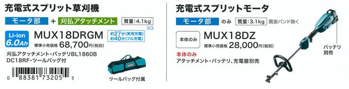makita マキタ 40Vmax充電式スプリット草刈機 ループハンドル MUX01GRMM 刈払アタッチメント・バッテリー・充電器・バッグ付 - 22