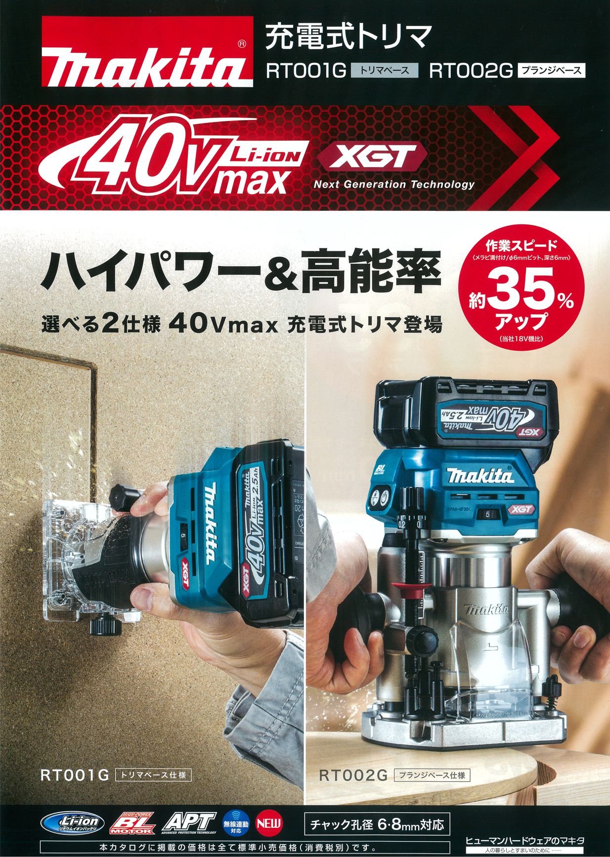 マキタ RT001GRDX 40Vmax-2.5Ah充電式トリマ ウエダ金物【公式サイト】