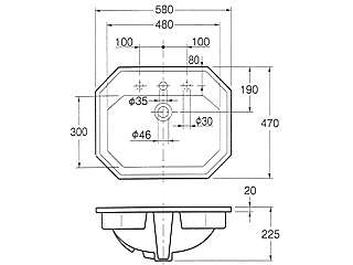 カクダイ 角型洗面器 DURAVIT #DU-0476580000(1ホール) ウエダ金物