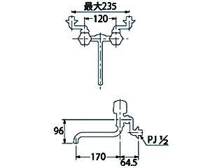 カクダイ 2ハンドル混合栓(壁付) 2ハンドル混合栓 1280S-170 ウエダ金物【公式サイト】