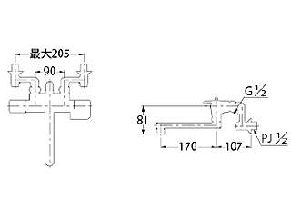 カクダイ　サーモシャワー混合栓(壁付)　サーモスタットシャワ混合栓　173-062