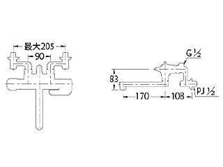 カクダイ 逆配管用サーモ混合栓 サーモスタットシャワ混合栓(逆配管