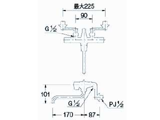 カクダイ 2ハンドルシャワー混合栓(壁付) 139-017 ウエダ金物【公式