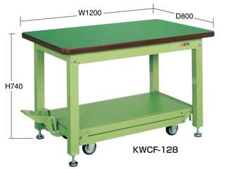 サカエ 重量作業台KWCタイプ・ペダル昇降移動式 KWCF-128 ウエダ金物