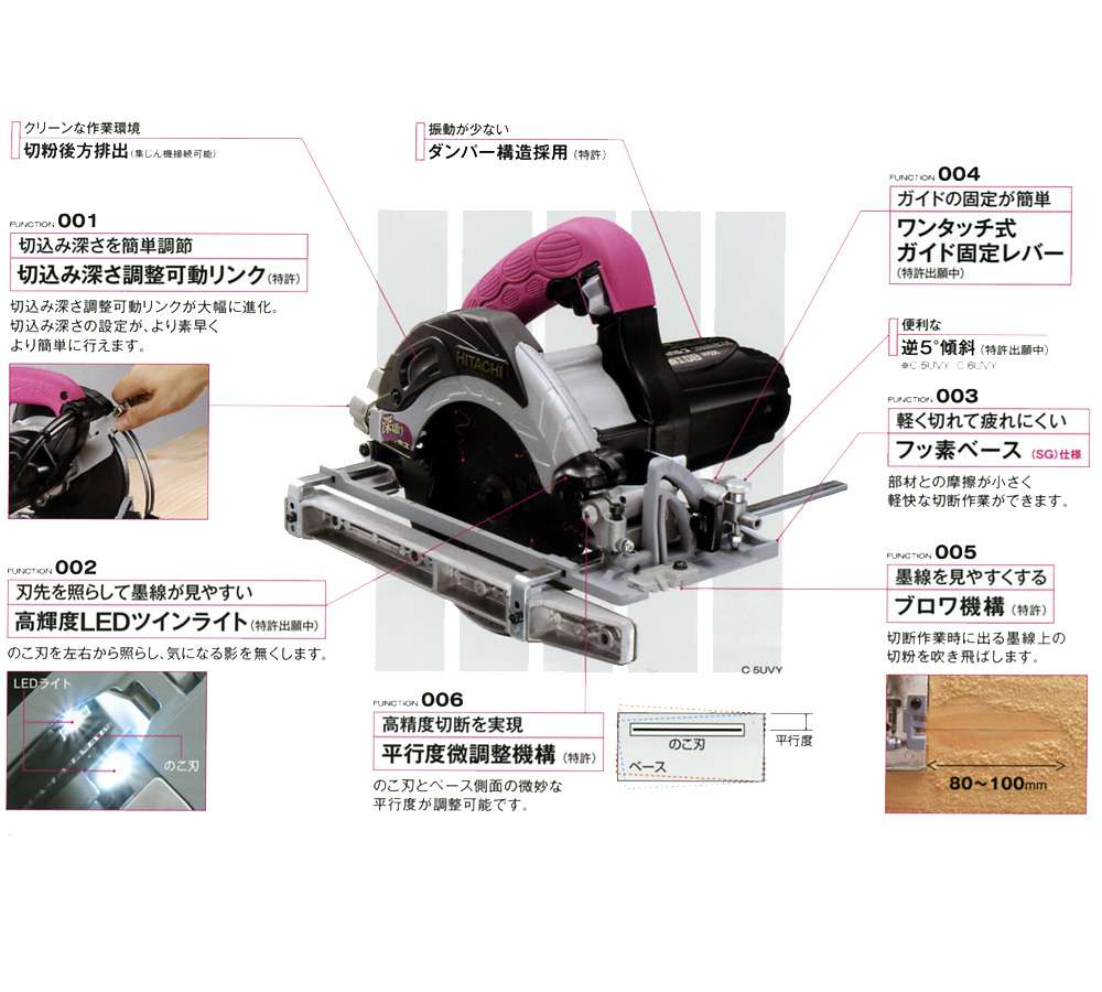 ヒタチ HITACHI 165mm 深切り電子造作丸のこ C6UEY - 工具/メンテナンス