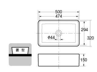 カクダイ　#CL-WBFC98834　角型洗面器