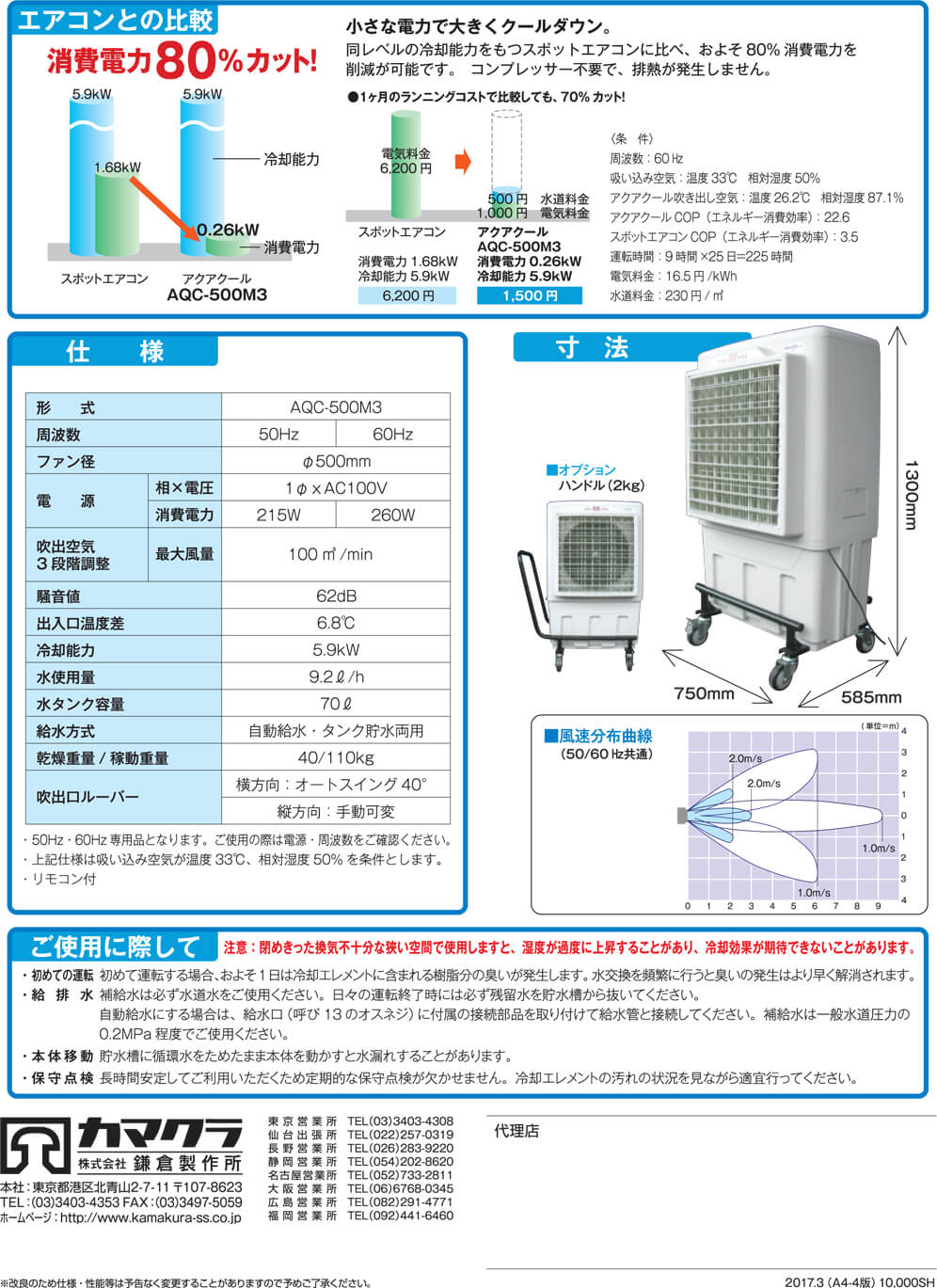 鎌倉製作所 アクアクールミニ 冷風扇 気化放熱式涼風扇 50Hz 東日本用 