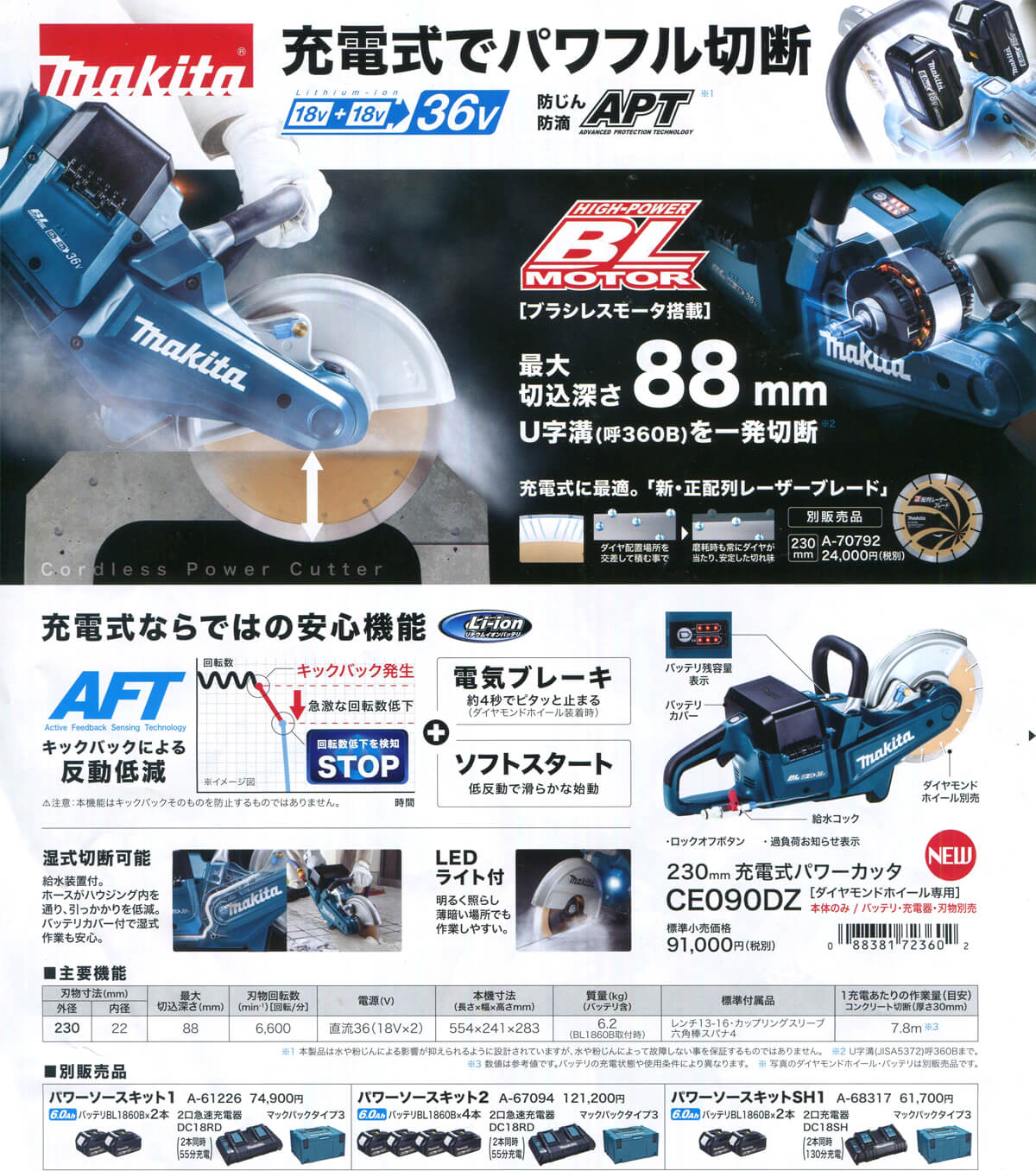 SALE／73%OFF】 マキタ makita CE090DZ 230mm充電式パワーカッター 本体のみ