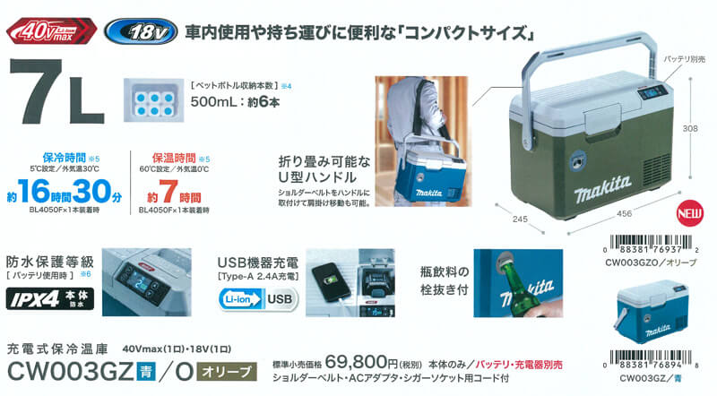 日本全国 送料無料 マキタ CW003GZ BL4050Fx2個 DC40RA 充電式保冷温庫