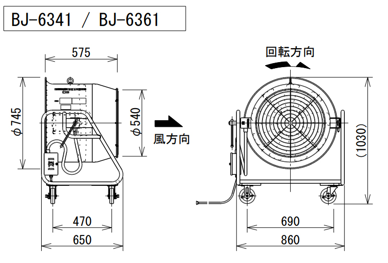 鎌倉　強力送風機ブルージェットファン　ブルージェット（低騒音形） BJ-6361≪お取寄商品≫ - 4
