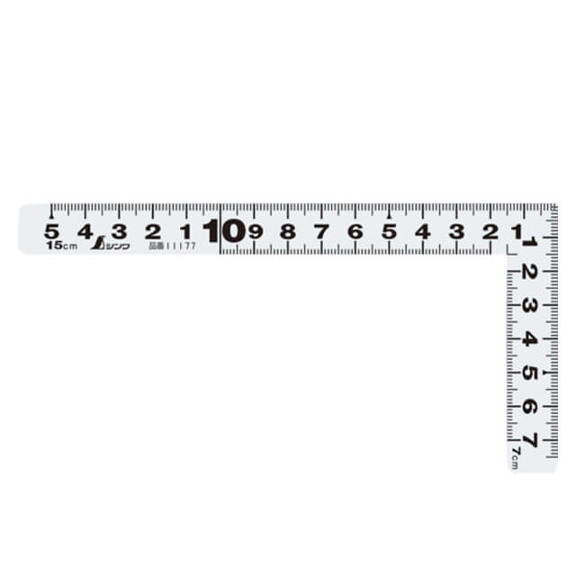 シンワ 11177 曲尺平ぴた ホワイト 15cm/5寸 併用目盛