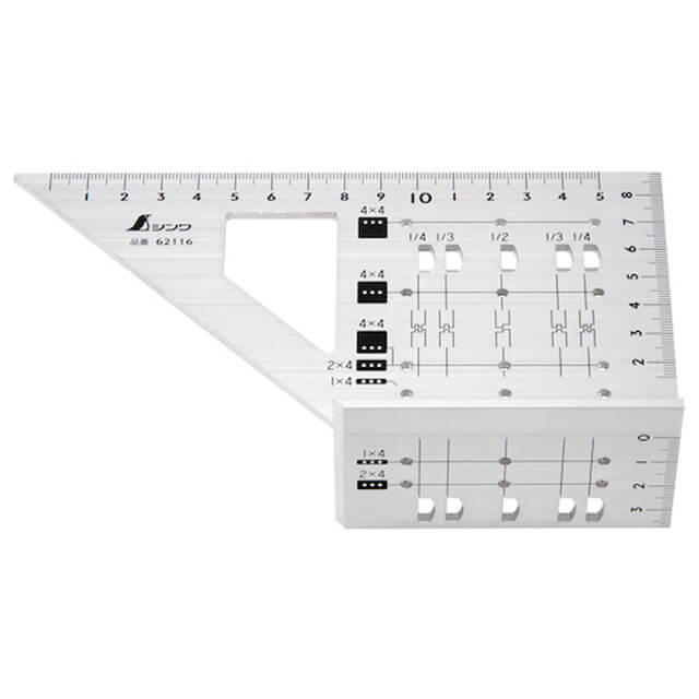シンワ 62116 2×4止型定規 アルミ