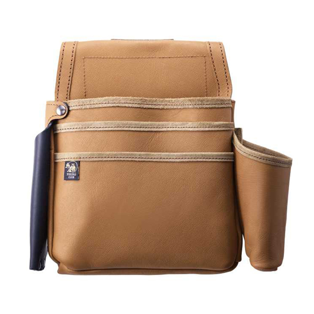 ふくろ倶楽部 SZ-835-3CM 朱雀「剛・GOU」五型三段釘袋【キャラメル】 のみ差し・墨つぼホルダー付き