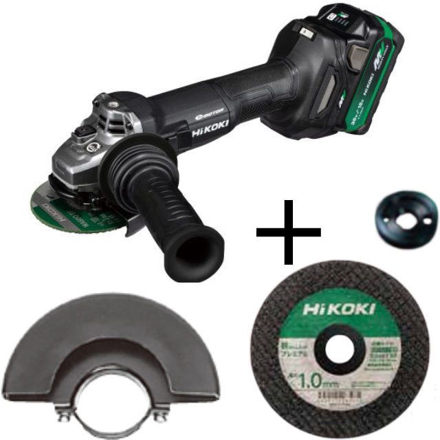 HIKOKI コードレスディスクグラインダー 36V 100mm ストロングブラック仕様切断トイシ10枚+切断トイシ用ホイルガード+ホイルナット(切断用)付き G3610DC(2XPCBZ)【数量限定特価】