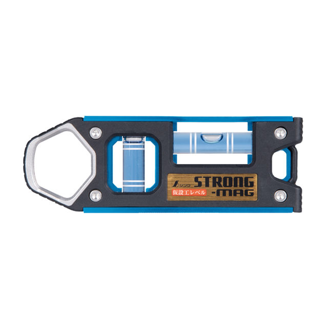 シンワ 仮設工レベル STRONG-MAG100mm ブルー マグネット付 73476