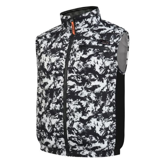 COVELL 空調冷風服 ベストタイプ 白黒迷彩 Sサイズ P002-6-S