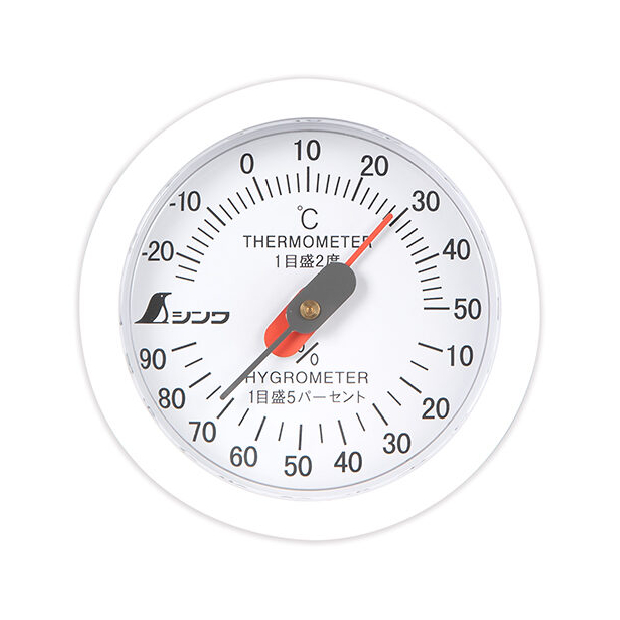 シンワ 温湿度計 丸型 ホワイトU-3 6.5㎝ 72695